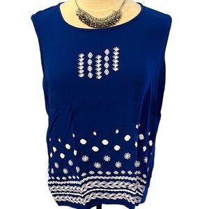 🤩SHOW SPECIAL - CLASSIC EDITIONS  blue tank with white seashell print size  XL